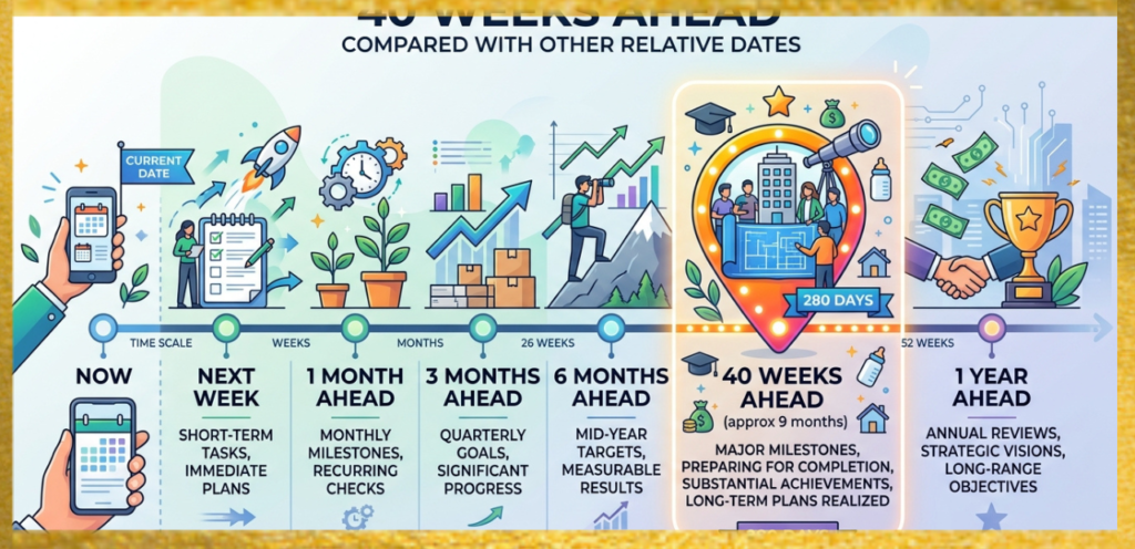 40 weeks from today compared to other dates