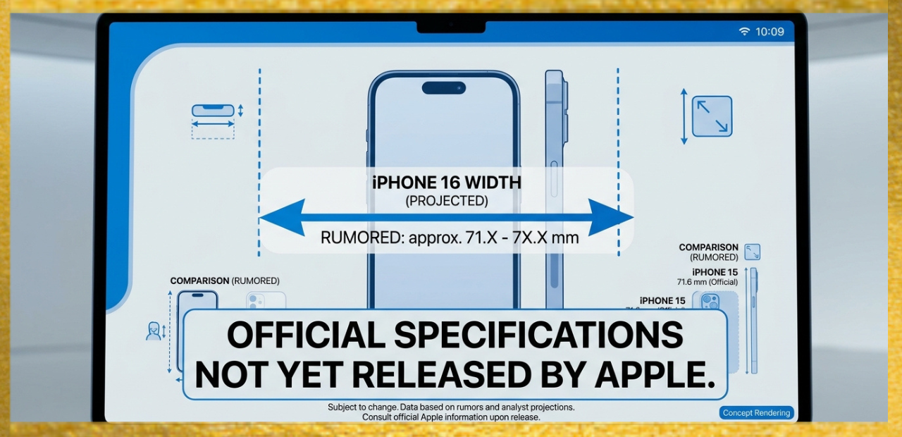 . Width of an iPhone 16