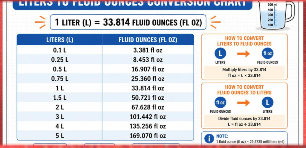 Liters to Fluid Ounces Conversion