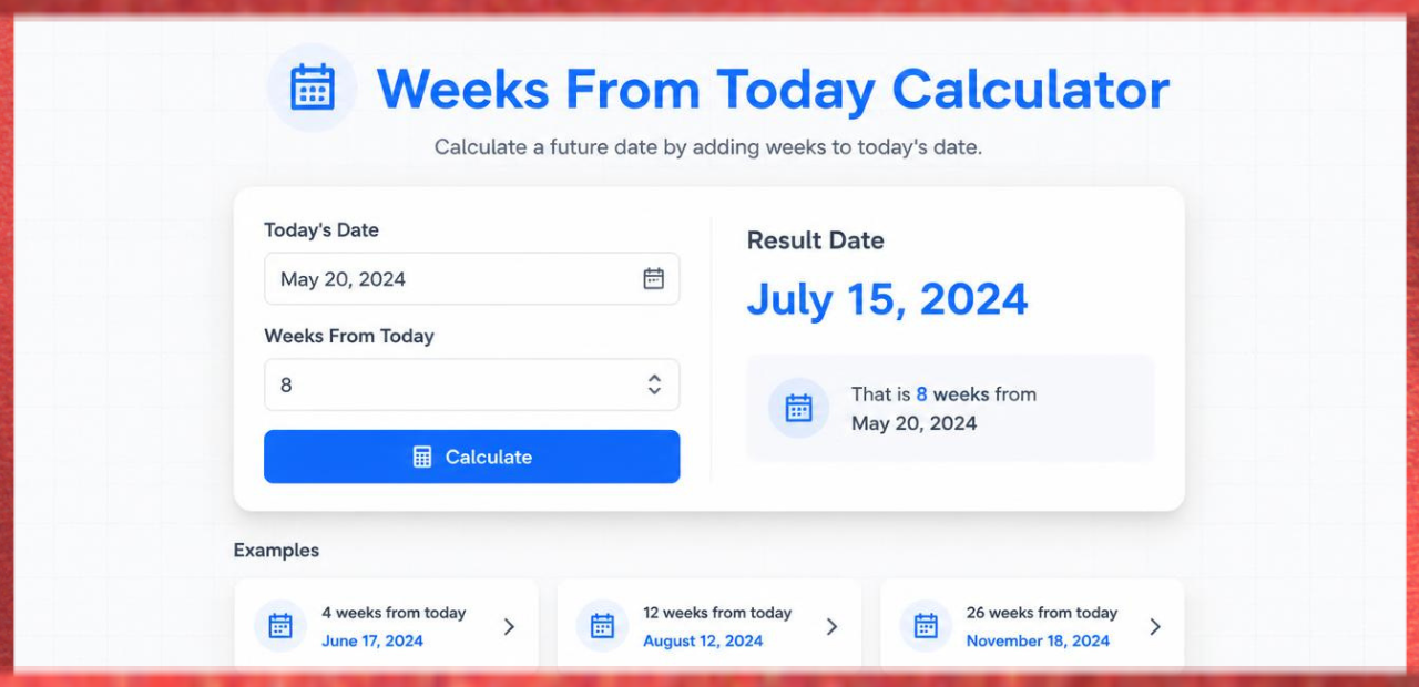 Weeks From Today Calculator