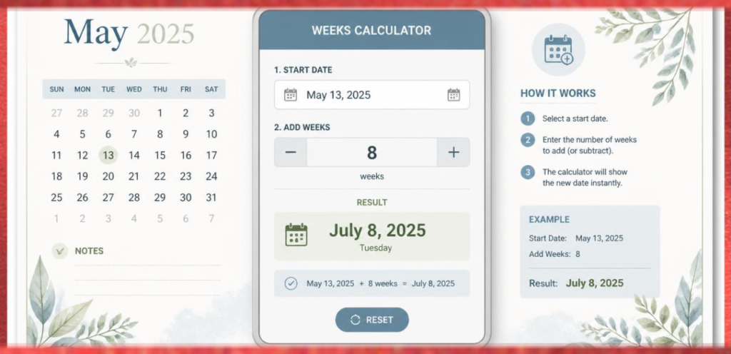 Weeks Calculator Add Weeks to Date