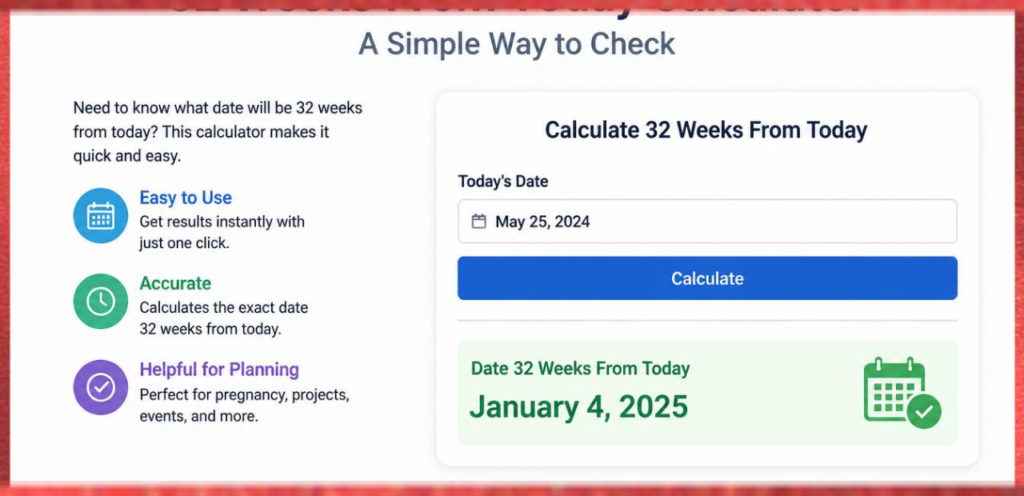 32 Weeks From Today Calculator