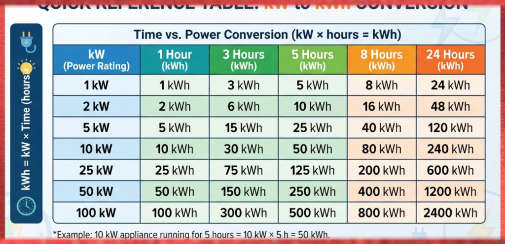kW to kWh conversion
