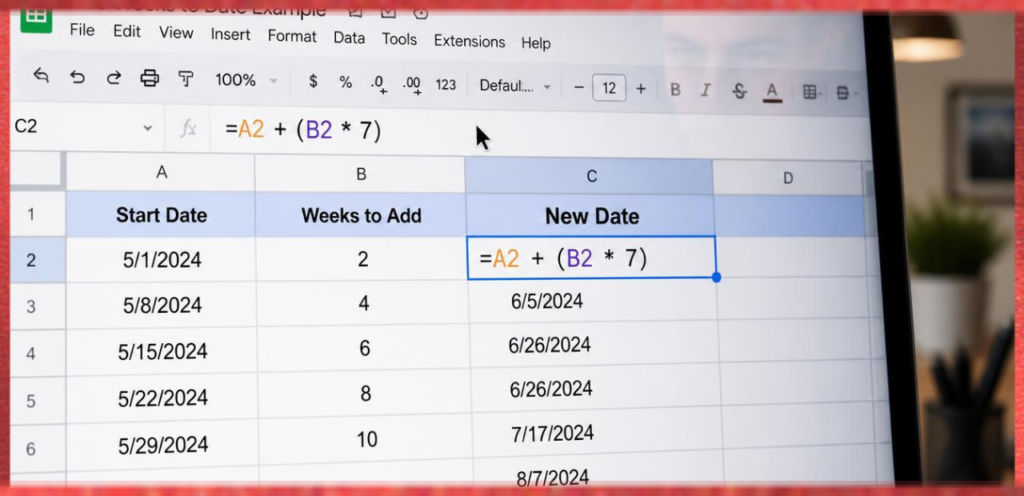 Add Weeks in Google Sheets