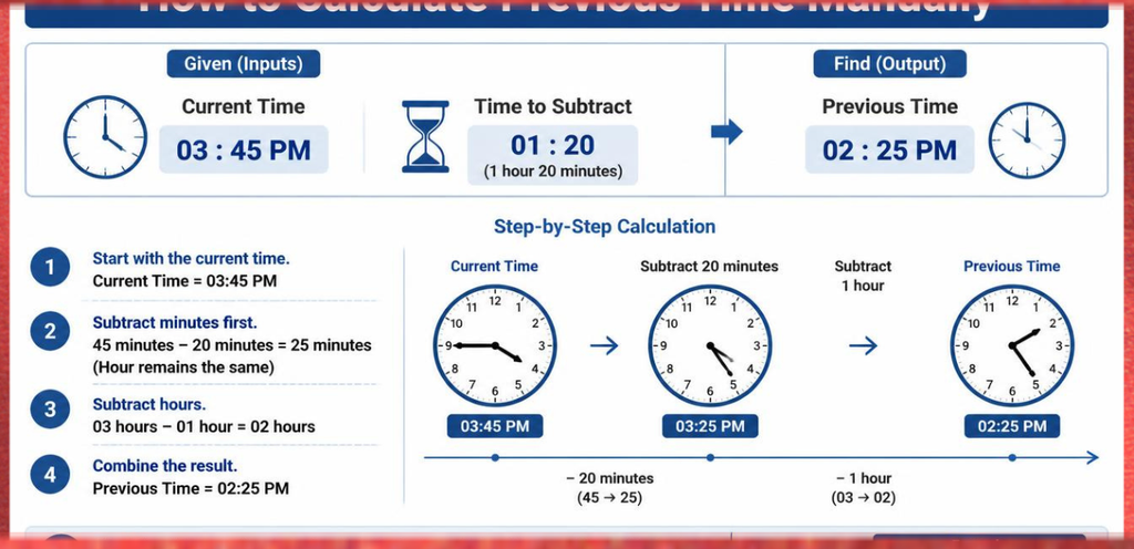 How to Calculate Previous Time Manually