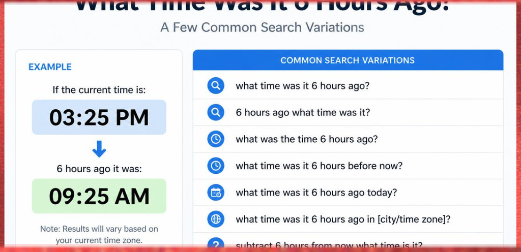 What Time Was It 6 Hours Ago? A Few Common Search Variations